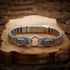Pulsera tejida a mano con cabezas de doble dragón, estilo grueso para hombre, joyería de plata tailandesa vintage desgastada de moda, directo del fabricante