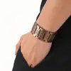 Artículo Popular Transfronterizo: Pulsera Magnética Antigua de Cobre Rojo de Tres Filas para Hombres, Pulsera Magnética Ancha con Escudo Cuadrado en Relieve