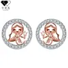 Pendientes de Plata de Ley S925 con Baño de Oro Real, Pendientes con Incrustaciones de Diamantes para Mujer, Pendientes de Lujo Ligero de Gama Alta, Accesorios para Orejas de Diseño Nicho