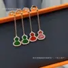 Pendientes con Forma de Calabaza Qijia Versión de Alta Gama Chapados en Oro Rosa de 18 Quilates Pendientes Largos Pendientes de Ágata Roja Tamaño Mediano Lujo Ligero