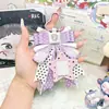 Bolsa Acabada Original Feita à Mão com Renda de Bolinhas Laço de Diamante Pingente de Chaveiro para Menina Acessório de Bolsa Vintage