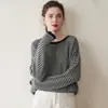 Suéter de Cachemira a Rayas Estilo Perezoso para Mujer Cuello Redondo Jersey Suéter Holgado Casual Delgado Tejido Base Suéter Otoño e Invierno