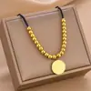 Acero de titanio diseño de alta gama cuerda negra tejida colgante Fuxi de acero de titanio collar de cuentas rodantes de acero de titanio joyería que no se decolora al por mayor
