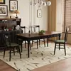 Mesa de Jantar Vintage de Madeira Maciça Estilo Francês, Retangular, Adequada para Lares Pequenos, Mesa de Jantar Longa com Estilo Meio do Século, Madeira de Carvalho com Design Color-Blocking, Mesa Grande de Tampo Único