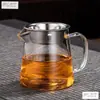Colador de té integrado juego de té taza Gongdao para dividir el té mango de madera extra grueso taza Gongdao de vidrio mar de té tetera mango lateral engrosado resistente al calor
