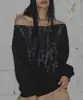 Top Estilo Punk Oscuro Y2K Moda Callejera Estampado de Chica Picante Sudadera de Manga Larga sin Hombros Camiseta Base para Mujer Venta al por Mayor