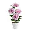 Flores Artificiales, Adornos de Bonsái de Dalia de Cuatro Cabezas, Flores Falsas para Mesa de Comedor, Sala de Estar, Arreglos Florales para el Hogar y Exhibiciones Decorativas