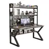 Mesa de escritorio para apartamentos pequeños, uso doméstico, mesa de estudio para viviendas de alquiler para estudiantes con tablero perforado y estantería integrada