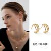 Pendientes Minimalistas de Tres Anillos de Plata de Ley 925 para Mujer, Pendientes de Botón de Venta Caliente con un Toque de Lujo, Pendientes de Plata de Ley Niche Únicos y Elegantes