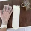 Calcetines de Verano, Calcetines Cortos de Seda Helada, Calcetines Ultrafinos sin Talón, Ribete de Encaje, Calcetines de Malla para Mujer de Verano Lolita Absorbentes de Sudor