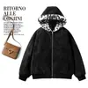 Nueva Chaqueta de Algodón Rellena de Plumón Reversible con Estampado de Leopardo para Mujer Otoño Invierno Holgada con Capucha Ropa de Trabajo Cortavientos Cálida