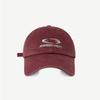 Boné de Baseball Vermelho Macio Bordado com Letra Coreana Aba Larga Rosto Grande Chapéu Pequeno Cabeça Grande Boné Wai Feminino
