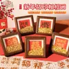 Enfeites de Moldura para Fotos com Estampa de Fricção DIY de Ano Novo, Kit de Material Artesanal de Ingotos de Ouro com Caractere da Fortuna do Ano do Cavalo, Decorações Criativas Estilo Chinês