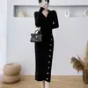 Vestido de punto estilo francés para mujer, otoño e invierno 2026, de punto ajustado, longitud media, vestido bodycon interior