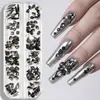 Set de decoración de uñas con 12 compartimentos, tamaños mixtos de pedrería para uñas blanco transparente, diamantes para uñas de color AB con base plana