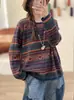 Nuevo Suéter Pulóver de Punto Fair Isle con Cuello Redondo Transfronterizo Otoño/Invierno 2026, Tejido de Punto Jacquard Vintage de Manga Larga, Engrosado para Mujer