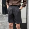 Shorts Casuais Gurkha Finos de Verão Respiráveis Masculinos, Calças de Perna Reta Ajustáveis na Cintura Estilo Britânico Retro Italiano, Calças Dandy