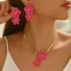 Conjunto de Joyería Estilo Francés Elegante y de Alta Gama Estilo Banquete Transfronterizo con Artesanía de Esmalte, Collar Pintura al Óleo, Aretes y Aretes de Presión