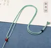 Collar Trenzado Hecho a Mano al por Mayor de Dos Colores de Cuatro Hilos con Cuentas de Jade y Cordón Ajustable para Hombres y Mujeres