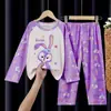 Pijamas para niños, niñas, primavera y otoño, niños, manga larga, finos, dibujos animados, niña pequeña, princesa, estilo occidental, traje de casa para niños grandes