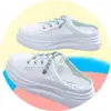 Sandalias y pantuflas con cordones zapatos blancos pequeños pantuflas de mujer zapatos de malla transpirables de verano zapatos exteriores estilo coreano