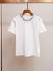 Shenzhen Nanyou Moda Femenina de Gama Alta Otoño Nuevo Estilo Francés Resistente Adornado con Pedrería Versátil Algodón Puro Hombro Normal Manga Corta Camiseta Top