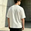 Camiseta Pesada Customizada Estilo Retro Americano Algodão Puro Solta Ombro Caído Masculina Tendência Streetwear Marca Estampa de Strass Manga Curta