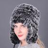 Gorro de pelo de conejo rex grueso y cálido, con protección para las orejas, de algodón y piel de conejo, informal, de lana, para otoño e invierno.