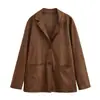 Taop&Za Transfronterizo 2025 Nuevo Aliexpress Listo para Enviar Moda Femenina Estilo Europeo y Americano Traje de Terciopelo y Cuero de Doble Cara