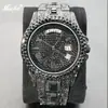 Reloj Missfox Moda Doble Calendario Negocios Completamente Incrustado en Diamantes Hombres Reloj Hiphop