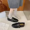 Mocasines Redondos Estilo Old Money para Mujer 2026 Otoño Hebilla Retro Planos Zapatos Individuales para Viajes Cortos Zapatos Pequeños de Cuero