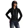 Nova Moletom Feminino Estilo Harajuku Europeu e Americano, Tendência de Rua Fashion com Decoração de Rebites, Ajustado Slim Fit com Zíper, Em Estoque