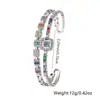 Distrito Lu Moda Nueva Transfronteriza Elegante Color Circonita Pulsera Abierta Chapada en Oro Cobre Pulsera de Dama de Lujo Ligero