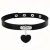 Set de 6 piezas estilo Harajuku collar gargantilla punk negro collar geométrico corazón cuero correa oscura para el cuello clavícula