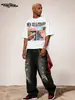 Stewell Estilo Callejero Americano Estampado Digital Personalizado Unisex Manga Corta Algodón Pesado Marca de Moda Cuello Pequeño Manga Corta