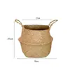 Cesta de Flores Tecida com Algas Marinhas Nórdicas Sala de Estar Vaso para Ficus Lyrata Ornamento Cesta Portátil Tecida com Grama Cesta de Armazenamento Casa