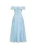 Vestido longo de renda vazada estilo resort transfronteiriço, ombro a ombro, estilo retrô francês, com amarração na cintura, corte A, na cor preta