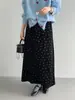 Saia Longa A-Line de Veludo Estilo Retro Gentil Coreano com Cintura Alta Feminina e Efeito Emagrecedor E7051
