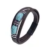 Pulsera de Cuero de Acero Inoxidable Pulsera de Cuero Turquesa Imitación de Moda Europea y Americana Tecnología de Tejido Multicolores Opcionales Suministro Directo de Fábrica