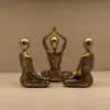 Conjunto de 3 Figuras de Yoga Resina Cobre Antigo Decoração para Casa