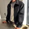 Chaqueta de gamuza para hombre para comercio exterior, chaqueta bomber de estilo coreano de moda con cuello de solapa para primavera y otoño, top versátil para hombre