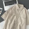 Camisa de Trabajo de Manga Larga con Bolsillo de Pie Guapo de Marca Nueva Moda Primavera y Otoño para Hombre Holgada Versátil Camisa Chaqueta