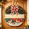 Letrero de puerta de madera impreso para productos nuevos transfronterizos, letrero redondo de bienvenida, colgante decorativo para puerta de Halloween de comercio exterior para Amazon