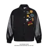Jaqueta Biker Estilo Americano Masculina Amazon Comércio Exterior Retrô Hip-hop Solta Combina com Tudo Casal Roupa de Beisebol Jaqueta Nova