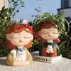 Comercio exterior nuevo jardinería de escritorio linda niña creativa suculenta resina maceta contenedor jardín flor en maceta