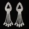 Pendientes Largos de Borla con Forma de Gota de Agua Completamente Incrustados con Diamantes para Mujer de Nuevo Estilo Transfronterizos Joyería para Novias y Escenario Fabricante Mayorista E250