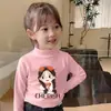 Y2301# outono e inverno infantil veludo gola semi-alta manga longa quente manga longa feminina grande infantil acolchoado base interna camisa