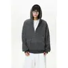 Moletom Cardigan com Capuz Listrado Preto para Homens, Estilo Coreano de Outono, Jaqueta Preguiçosa e Relaxada, Top Retrô Americano para Casais