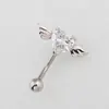Comercio Exterior Europeo y Americano Nuevo Anillo para Ombligo de Acero Inoxidable Incrustado con Circonita Forma de Corazón Alas Clavo Invertido para Ombligo Joyería para Piercing Venta al por Mayor