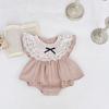 Vestido de crepé calado de encaje para niña de verano, mono versátil de una pieza para bebé para un mes y un año de edad